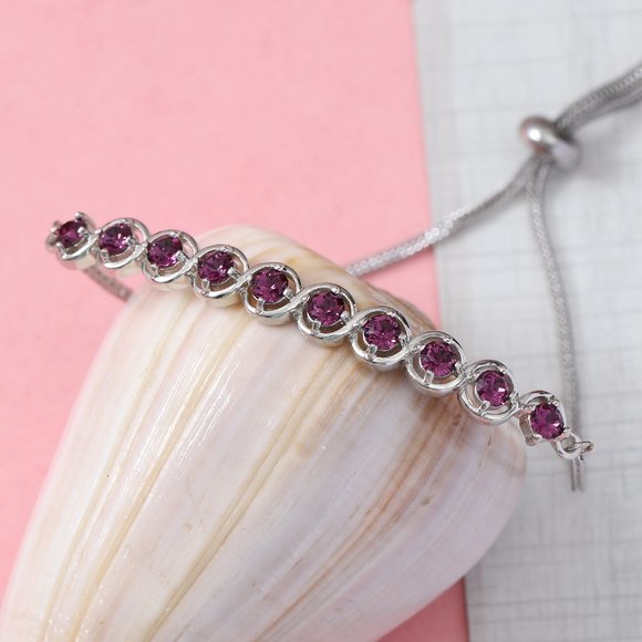 Amethyst Bolo Crystal Bracelet in Platinum Bond and Stainless Steel - Picture 2 of 4